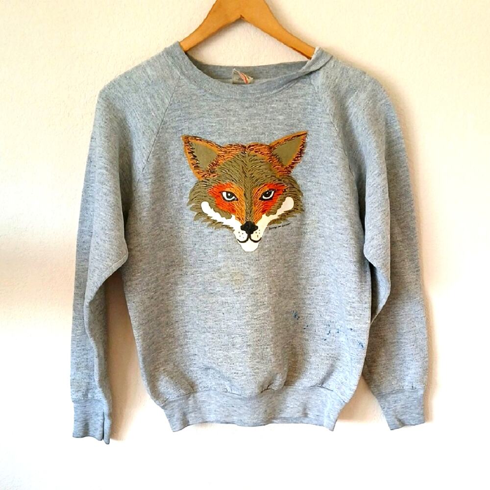 Vintage 80s Fox Head Sweatshirt On The Fruit Of The Loom Tag